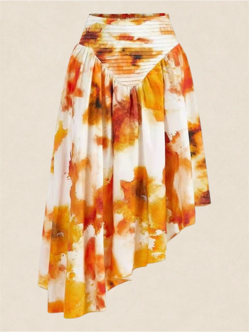 Emery Rose 100% Cotton Asymmetric Hem Floral Print Skirt Abstract Boho Watercolo